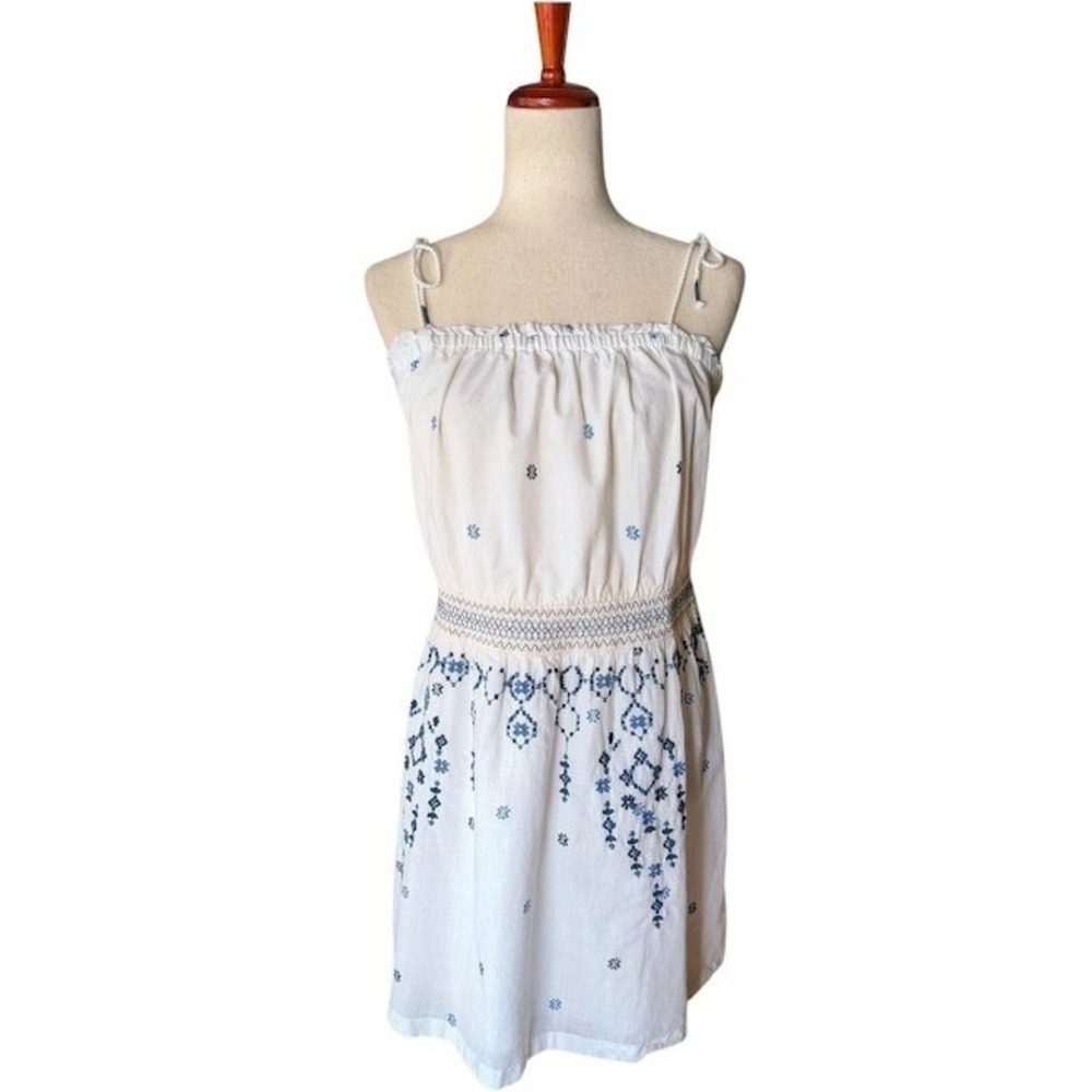 Abercrombie & Fitch White Mini Dress with Blue Embroidery